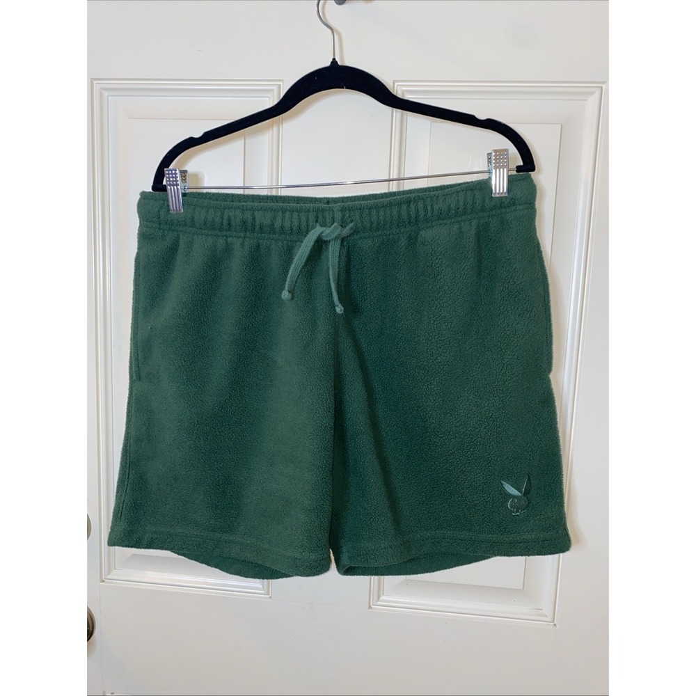 Playboy Pacsun Green Fleece Shorts Embroidered Bunny Large Hard To Find